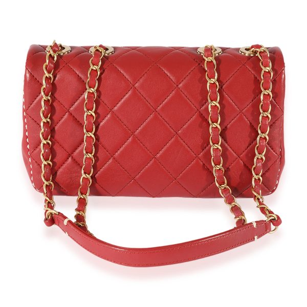 125360 pv 7f0f300b 3021 4b56 bd3c 6fec0093d111 Chanel Red Quilted Leather White Stitch Flap Bag