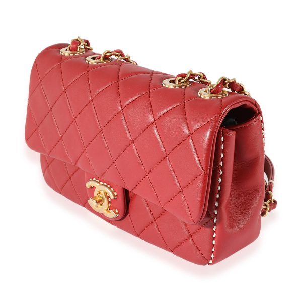 125360 sv dafa9e3f 308e 49cd b284 a5238883001f Chanel Red Quilted Leather White Stitch Flap Bag