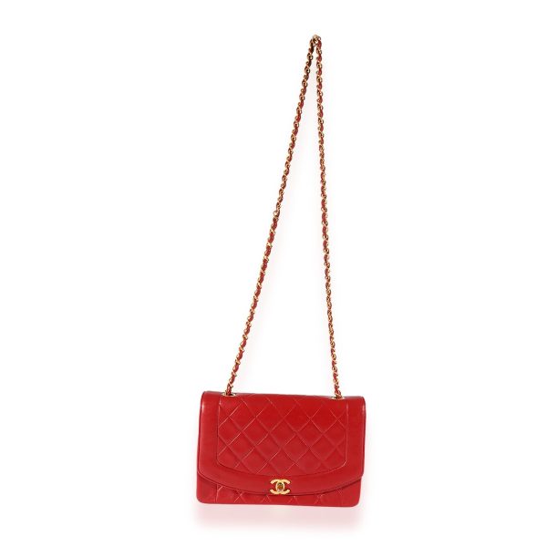 125366 bv 0c361241 8e62 4dcf bd25 2da5140a3ad7 Chanel Vintage Red Quilted Lambskin Diana Flap Bag