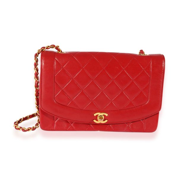 125366 fv ae243d7c 9b70 4bd8 a436 95d2f45c01b5 Chanel Vintage Red Quilted Lambskin Diana Flap Bag