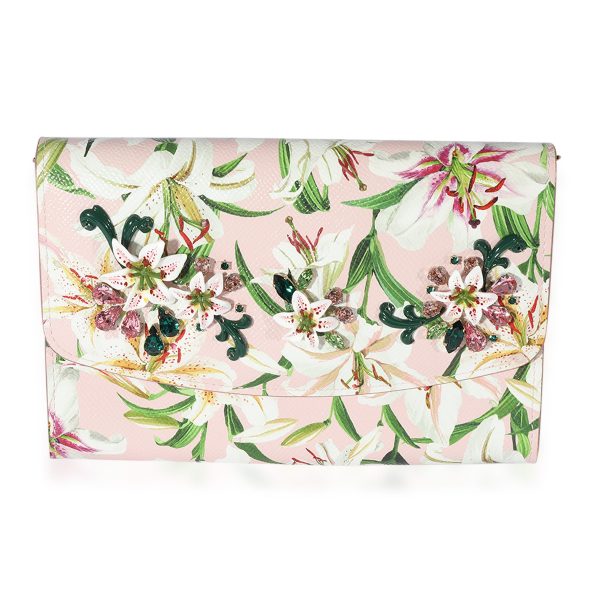 125443 fv 96c88221 a805 4f87 8e64 6f0444ed0d85 Dolce Gabbana Pink Floral Print Coated Canvas Embellished Clutch