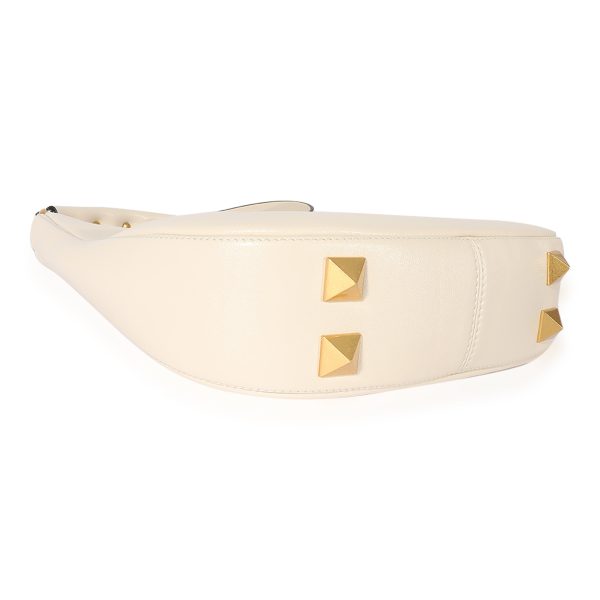 125451 clasp Valentino White Calfskin Stud Sign Hobo