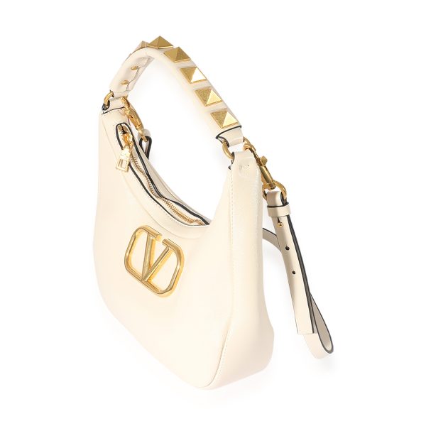 125451 sv Valentino White Calfskin Stud Sign Hobo