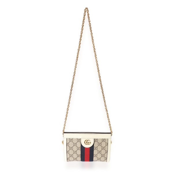 125501 bv Gucci Ivory Leather GG Supreme Ophidia Mini Shoulder Bag