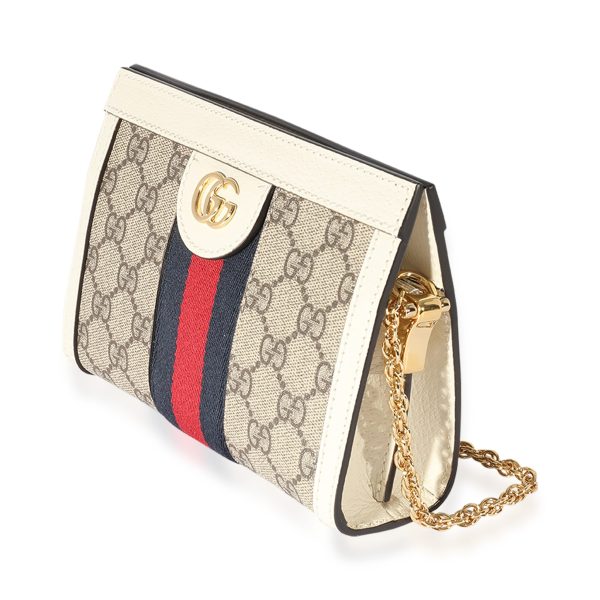 125501 sv Gucci Ivory Leather GG Supreme Ophidia Mini Shoulder Bag