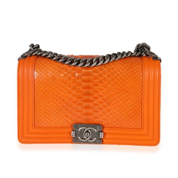 125528 fv Chanel Orange Python Medium Boy Bag