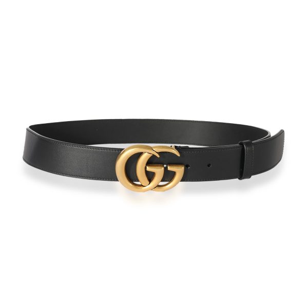 125535 fv Gucci Black Leather Double G 40mm Belt 100