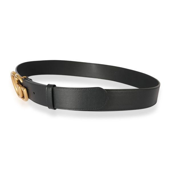 125535 sv Gucci Black Leather Double G 40mm Belt 100