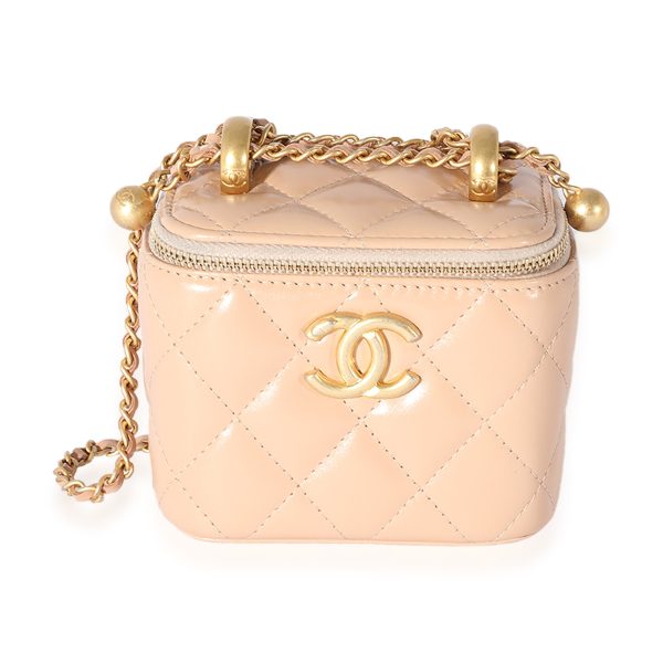 125578 fv 0400d01a 96c5 434a b0ee 7e00db347f02 Chanel Pink Quilted Lambskin Pearl Crush Mini Vanity Case