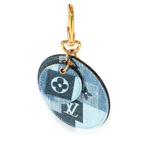 125601 fv 503e4616 339c 47d7 a239 6f6aa4de77dc Louis Vuitton Blue Denim Monogram Patchwork Bag Charm