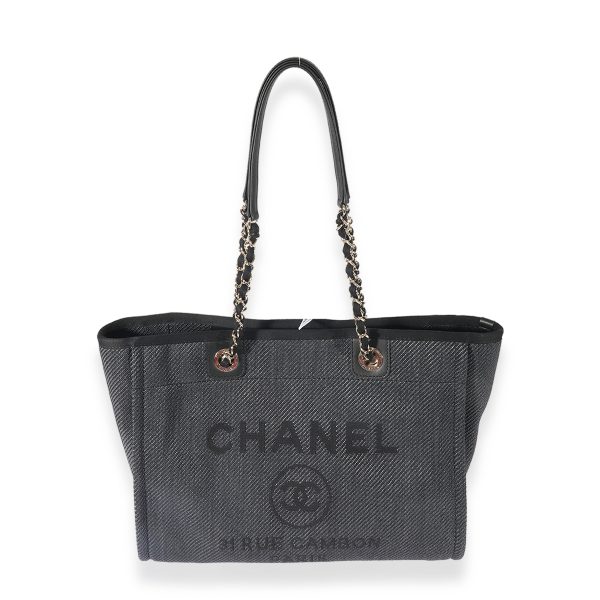 125678 fv Chanel Navy Raffia Small Deauville Tote