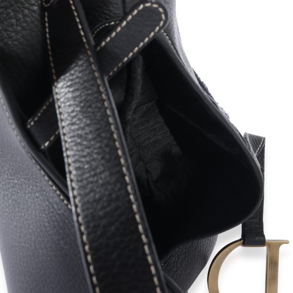 125694 bv Dior Vintage Black Grained Leather Saddle Bag