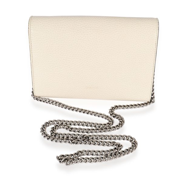 125695 stamp 3d764fe5 2766 4490 8eb7 69687d96d407 Gucci White Grained Leather Crystal Dionysus Chain Wallet