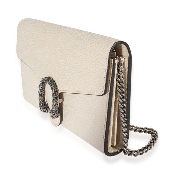 125695 sv 4a2c7549 74a7 435c bb7a 11127354e538 Gucci White Grained Leather Crystal Dionysus Chain Wallet