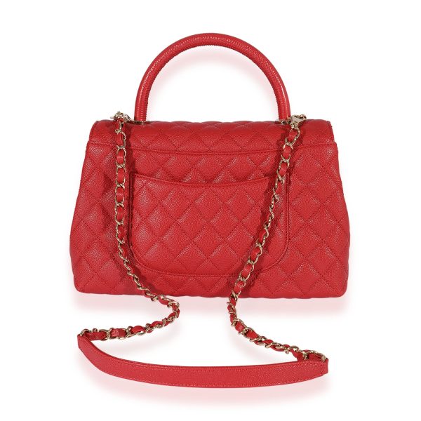 125704 stamp 54805ec1 66af 437d 9a9b 1100e25f47aa Chanel Red Quilted Caviar Medium Coco Handle Flap Bag