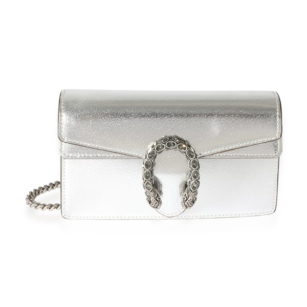 125769 fv Gucci Silver Leather Super Mini Dionysus Bag