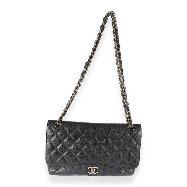 125800 bv 512eccfa bbfa 4306 8b8c 91fa069d8530 Chanel Black Caviar Leather Jumbo Double Flap Bag