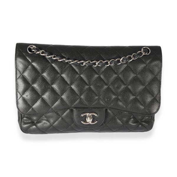 125800 fv 795ac7b6 4690 4de6 844c a4fde49a88df Chanel Black Caviar Leather Jumbo Double Flap Bag