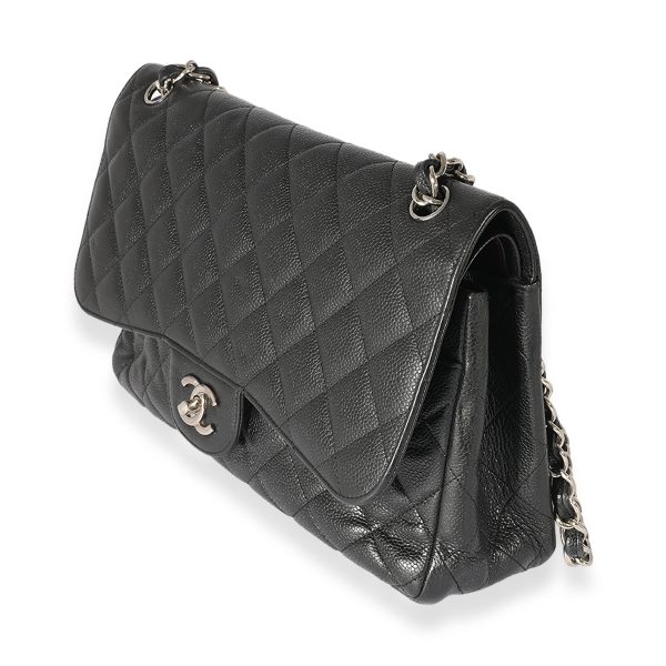 125800 sv d09179b6 df51 4332 9217 5f8f9613ecaf Chanel Black Caviar Leather Jumbo Double Flap Bag