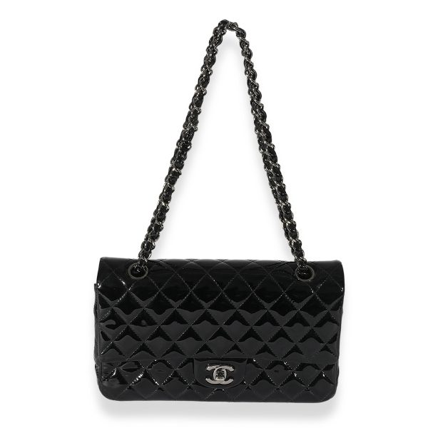 125838 bv ad9d22e0 6b1a 4207 b1f0 0151a5d5507b Chanel Black Quilted Patent Leather Medium Classic Double Flap Bag