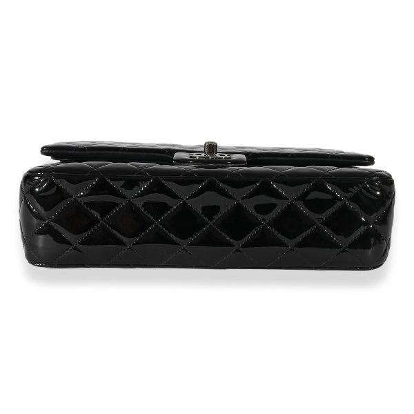 125838 stamp 1465ed73 3026 4a1f a8cd c490e1569de5 Chanel Black Quilted Patent Leather Medium Classic Double Flap Bag