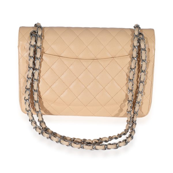 125840 pv Chanel Beige Quilted Caviar Jumbo Classic Double Flap Bag