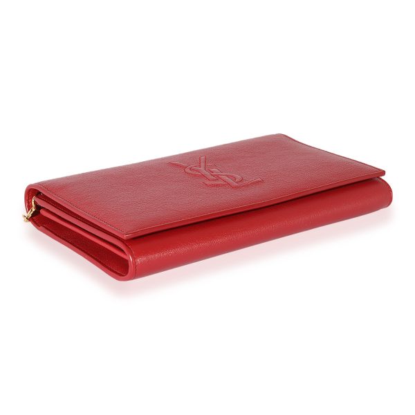 125847 clasp Saint Laurent Red Leather Belle De Jour Chain Wallet