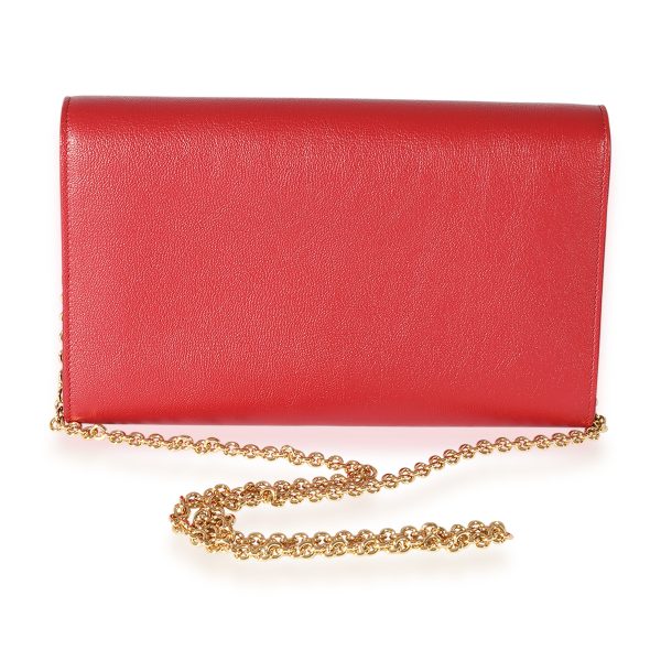 125847 pv Saint Laurent Red Leather Belle De Jour Chain Wallet