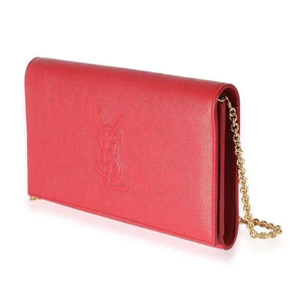 125847 sv Saint Laurent Red Leather Belle De Jour Chain Wallet