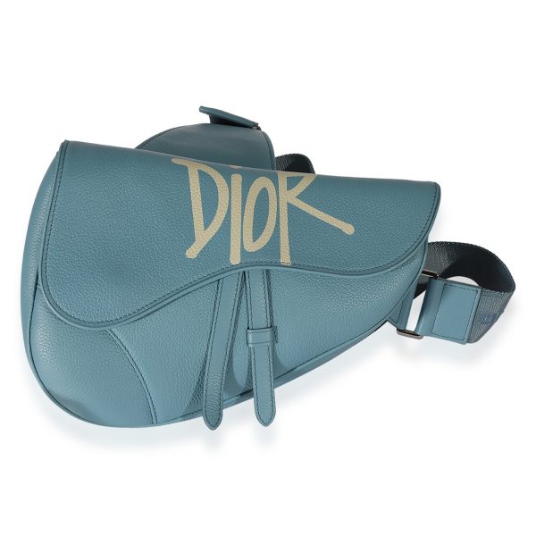 125951 sv 5218480a fba8 4a5b aa97 dc1d73345ded Dior x Shawn Stussy Blue Calfskin Saddle Bag