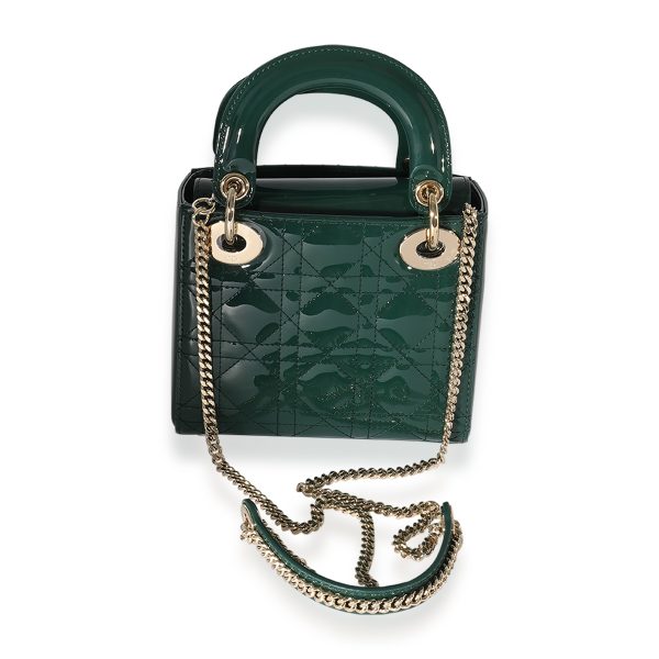 126269 pv Dior Green Patent Leather Mini Lady Dior