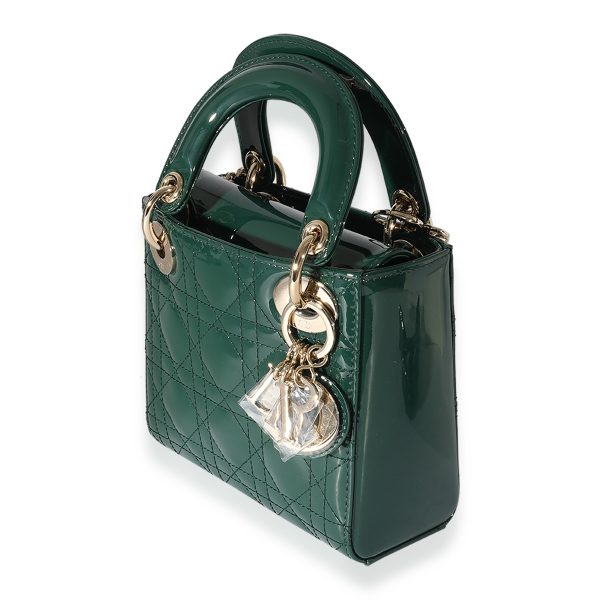 126269 sv Dior Green Patent Leather Mini Lady Dior