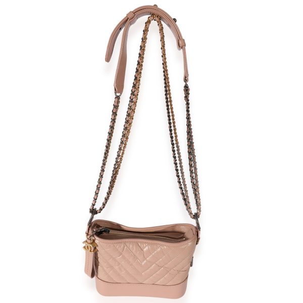 126304 bv Chanel Pink Aged Calfskin Chevron Quilted Small Gabrielle Hobo