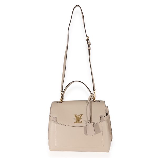 126312 bv Louis Vuitton Greige Soft Calfskin Lockme Ever MM