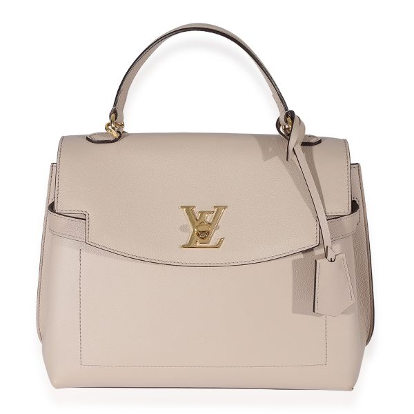 126312 fv Louis Vuitton Greige Soft Calfskin Lockme Ever MM