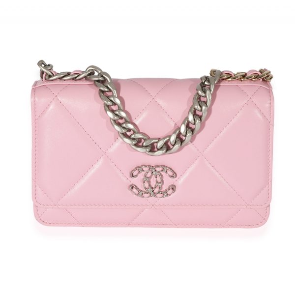 126325 fv Chanel Pink Lambskin 19 Wallet On Chain