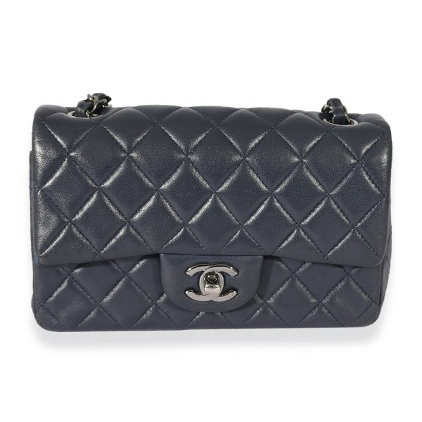 126343 fv Chanel Navy Quilted Lambskin Rectangular Mini Flap Bag