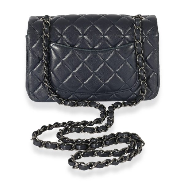 126343 pv Chanel Navy Quilted Lambskin Rectangular Mini Flap Bag