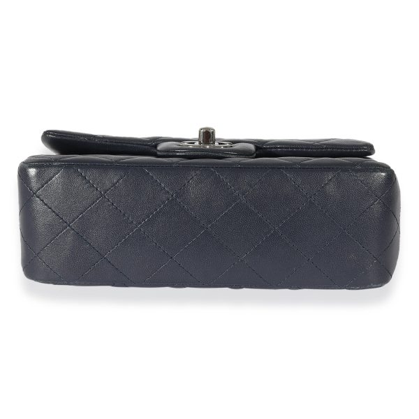 126343 stamp Chanel Navy Quilted Lambskin Rectangular Mini Flap Bag