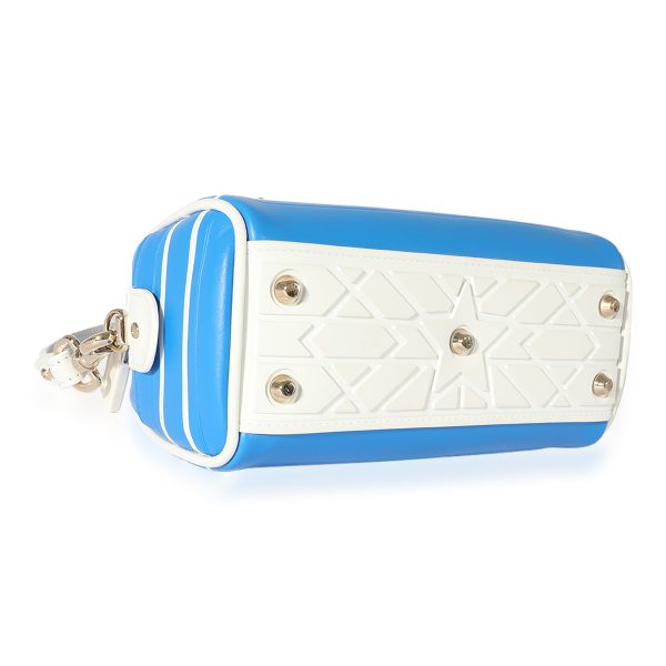 126351 clasp 23cbf34d 5c21 4ded 9250 80d04ba721d4 Dior Blue White Smooth Calfskin Micro Vibe Zip Bowling Bag