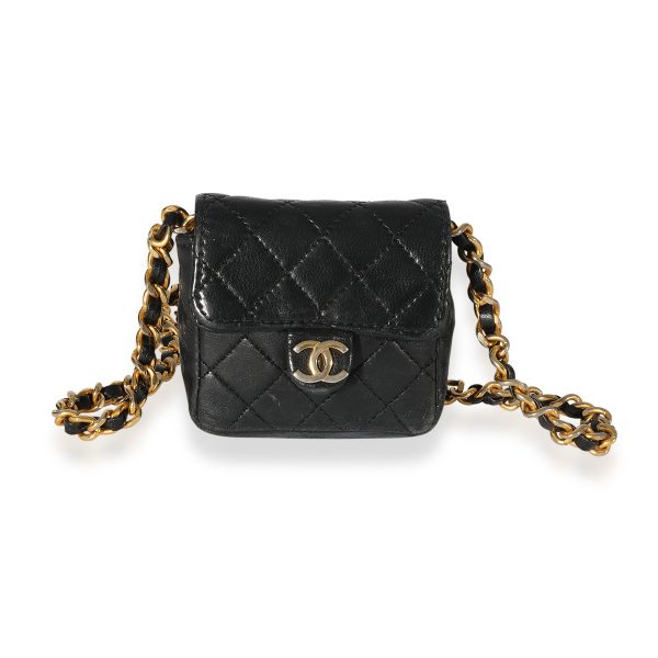 126352 fv 5ac8982d 3182 4422 a9da 4c23e9d599f9 Chanel Vintage Black Quilted Lambskin Micro Flap Bag