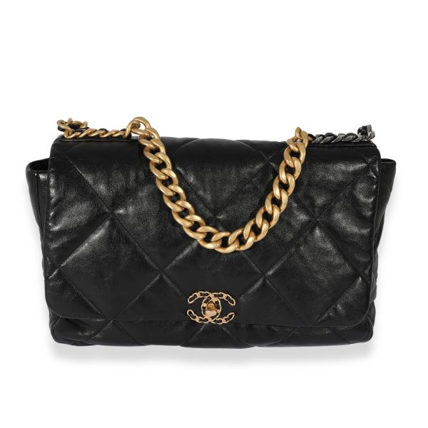 126354 fv 68a5982b c0ac 4de8 b733 d6271916cc41 Chanel Black Quilted Lambskin Maxi Chanel 19 Bag