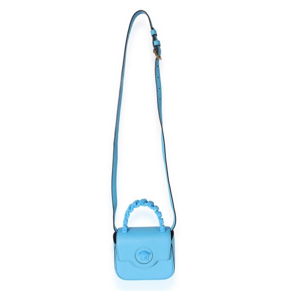 126355 bv Versace Blue Leather Mini La Medusa Chain Top Handle Bag