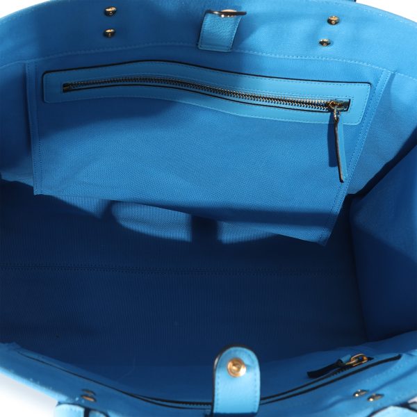 126356 bv Versace La Medusa Blue Canvas Logo Tote