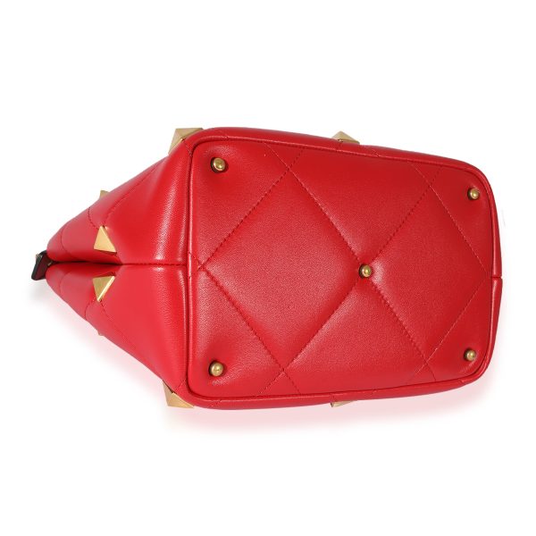 126382 box 1546e3ba 40a3 47d2 9f08 eca0dba3b415 Valentino Red Leather Roman Stud Top Handle