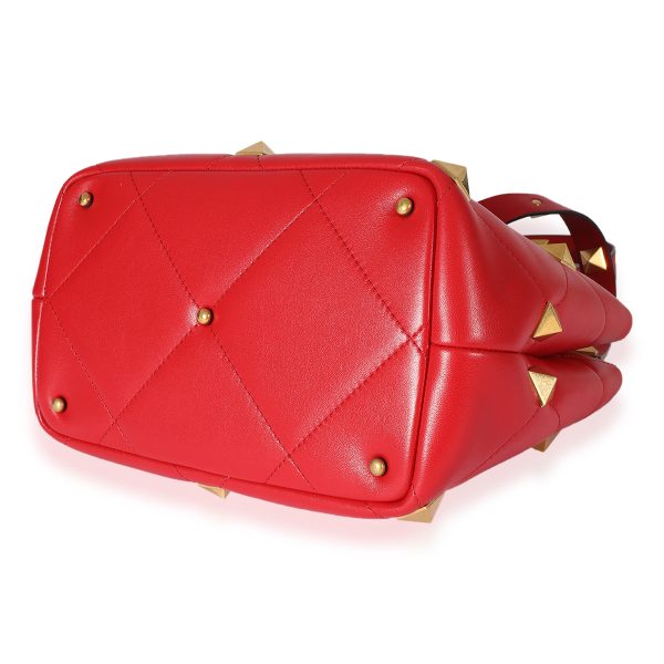 126382 clasp c542a582 e164 4631 8587 b5a40ca9d627 Valentino Red Leather Roman Stud Top Handle