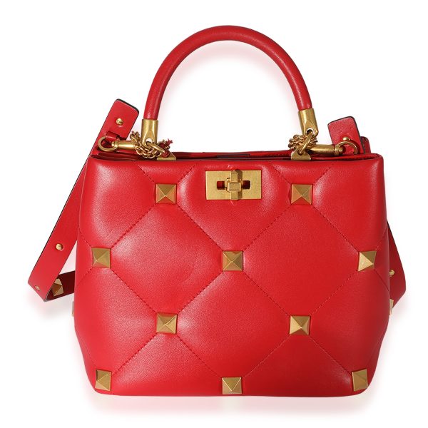 126382 fv 846992cf ff68 43d2 b3a9 80b36e0200b0 Valentino Red Leather Roman Stud Top Handle