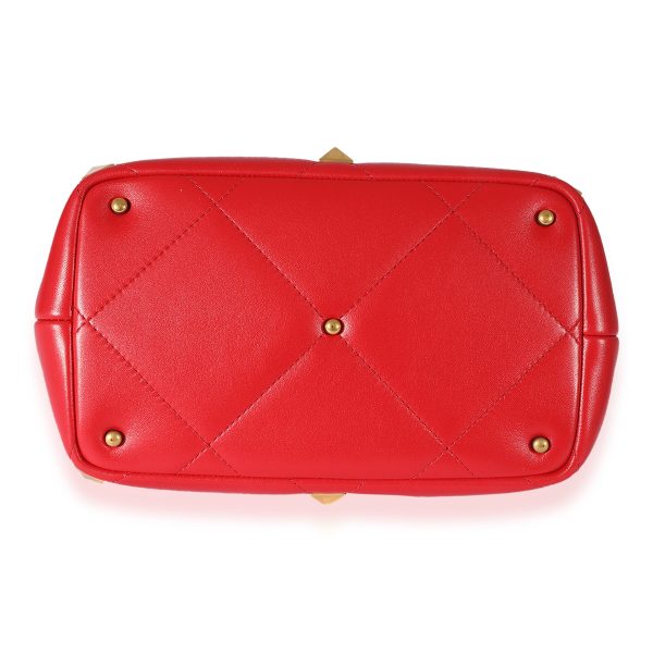 126382 stamp 6012b603 c92d 4085 bf78 f74e42f28769 Valentino Red Leather Roman Stud Top Handle