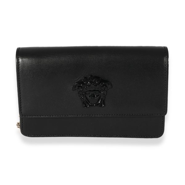 126502 fv Versace Black Leather Medusa Chain Wallet