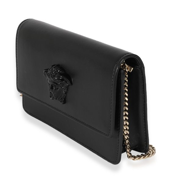 126502 sv Versace Black Leather Medusa Chain Wallet